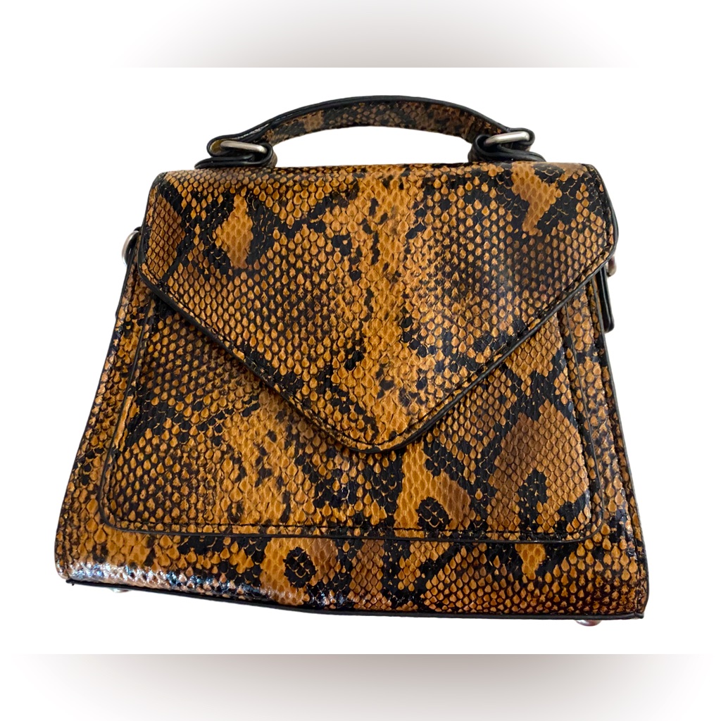 Urban Outfitters Faux Snakeskin Small Purse Satchel Top Handle Clutch Bag Chic
